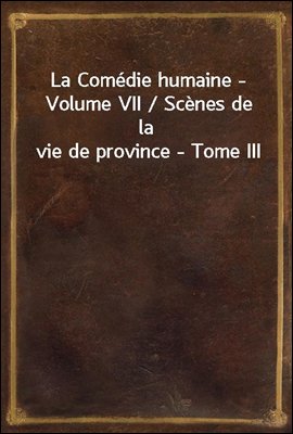 La Comedie humaine - Volume VII / Scenes de la vie de province - Tome III